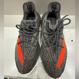 Authentic Yeezy Gray with Orange Accents Sneakers
